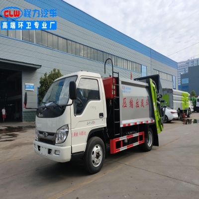 程力威牌5立方压缩垃圾车_福田地下室垃圾压缩车